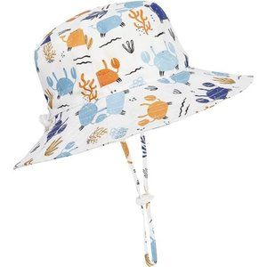 Sun Hat UPF 50+ Sun Protective Toddler Bucket Hat 07 White Crab